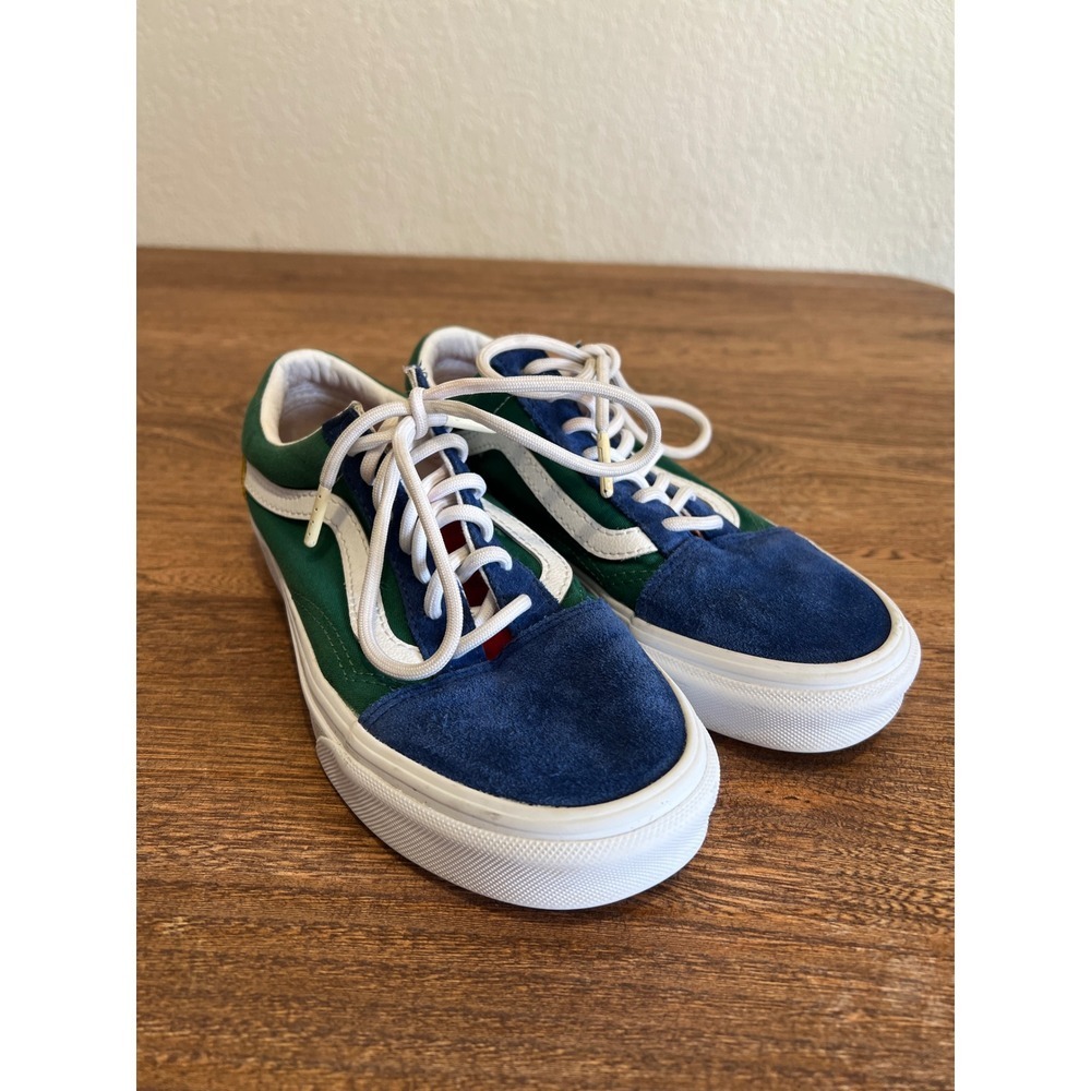 Vans Old Skool Multi Color Block Blue Green Yellow Sneakers Mens 4.5 Womens 6
